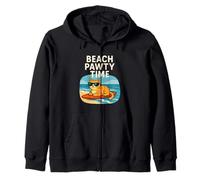 Divertente spiaggia gatto surf gioco di parole vacanze estive umorismo Felpa con Cappuccio
