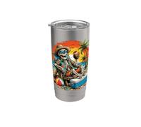 Divertente spiaggia scheletro tropicale tramonto vacanza design Bicchiere termico in acciaio inox doppia parete