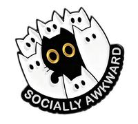 Divertente spilla a forma di cartone animato per esprimere sociale con umorismo e divertenti spille a disagio, Misura unica, come descritto