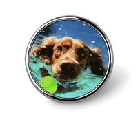 Divertente spilla rotonda con cane che nuota carino smalto spilla spilla spilla personalizzata abbigliamento decorazione unisex porta badge cappelli borse camicie decorazione