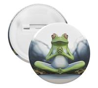 Divertente spilla rotonda personalizzata a forma di rana yoga grande bottone artigianale adatto per insegnanti, infermieri, medici, personale, accessori regalo per feste, 5PCS, Plastica, plastica