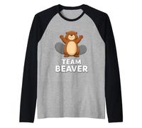 Divertente Squadra Castoro dicendo Festeggiare Insieme Maglia con Maniche Raglan