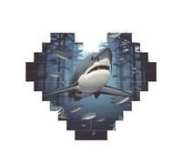 Divertente squalo design blocco di mattoni puzzle a forma di cuore, immagine personalizzata puzzle foto puzzle per adulti 3D micro blocchi di costruzione per la decorazione della casa set di mattoni