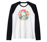Divertente squalo suonare la chitarra con occhiali da Maglia con Maniche Raglan