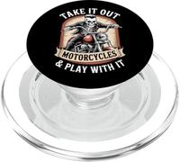 Divertente stampa con scheletro da motociclista sul retro PopSockets PopGrip per MagSafe