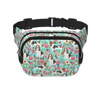 Divertente stampa di cani, elegante e pratico, marsupio regolabile, perfetto per viaggi e attività all'aperto, nero, taglia unica, Nero, One size