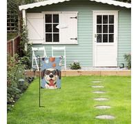 Divertente stampa inglese cane 30,5 x 45,7 cm bandiera floreale da giardino per tutte le stagioni decorazione esterna cortile spessa per prati bandiera