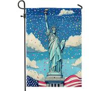 Divertente statua della dea anteriore cortile cortile bandiere verticali da giardino 12 x 18 su entrambi i lati per esterno, bandiera americana per la casa indipendenza, bandiera USA 4 luglio motivo