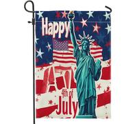 Divertente statua della dea bandiere da giardino 30,5 x 45,7 cm per esterni, bandiere verticali standard in lino per casa, USA 4 luglio, bandiere per cortile, cortile, prato, decorazione esterna