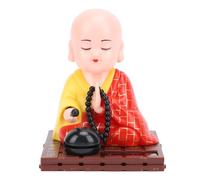 Divertente statuetta solare Little Monk, statuetta solare Little Monk a risparmio energetico con sensore di luce, prosperità e ricchezza statua per scrivania, cruscotto auto, casa, ristorante, hotel,