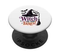 Divertente strega di Halloween paga le tasse PopSockets PopGrip Adesivo
