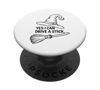 Divertente strega dicendo sì posso guidare un bastone Halloween donne PopSockets PopGrip Adesivo
