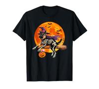 Divertente Strega Pastore Tedesco Cane Spettrale Autunno Halloween Maglietta