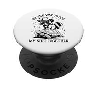 Divertente sulla mia strada per ottenere la mia merda insieme Tartaruga & Racoon PopSockets PopGrip Adesivo