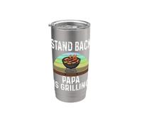 Divertente supporto posteriore Papa Is Grilling Charcoal Grill Dad Humor Bicchiere termico in acciaio inox doppia parete