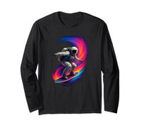 Divertente Surf Astronauta Colorato Arcobaleno Spazio Ragazzi Ragazze Maglia a Manica