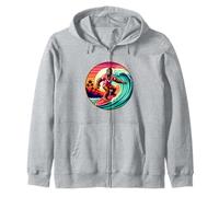 Divertente Surf Sasquatch Tramonto Hawaiano Retro Tropical Vibes Felpa con Cappuccio