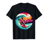 Divertente Surf Sasquatch Tramonto Hawaiano Retro Tropical Vibes Maglietta