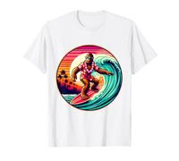 Divertente Surf Sasquatch Tramonto Hawaiano Retro Tropical Vibes Maglietta