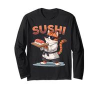 Divertente Sushi Cat Chef Carino Anime Giapponese Bambini Ragazzi Ragazze Maglia a Manica