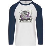 Divertente T- Rex Martedì Grasso Grawr Dinosauro Uomo L/S Baseball T-Shirt