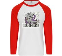 Divertente T- Rex Martedì Grasso Grawr Dinosauro Uomo L/S Baseball T-Shirt