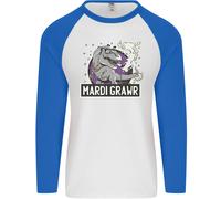 Divertente T- Rex Martedì Grasso Grawr Dinosauro Uomo L/S Baseball T-Shirt