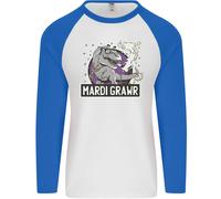 Divertente T- Rex Martedì Grasso Grawr Dinosauro Uomo L/S Baseball T-Shirt