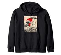 Divertente T-Rex UFO Abduction Great Wave Kanagawa Anime T-Rex Felpa con Cappuccio