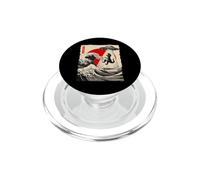 Divertente T-Rex UFO Abduction Great Wave Kanagawa Anime T-Rex PopSockets PopGrip per MagSafe