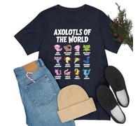 Divertente t-shirt con Axolotls of The World Kawaii Axolotl per uomo e donna, blu navy, S