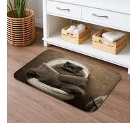 Divertente tappetino da bagno con gatto che legge giornale, design divertente felino, morbido antiscivolo, decorazione rilassante per il bagno per tutte le stagioni 40,6 x 61 cm