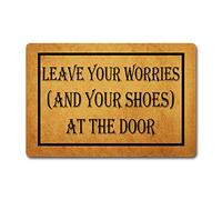 Divertente tappetino da cucina con scritta in inglese Welcome Indoor per la parte anteriore Doo rLeave Your Worries and Your Shoes at the Door Mat personalizzato monogramma tappeti e tappetini con