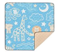 Divertente tappetino da gioco per bambini con giraffa, leone, nuvola, cielo, grande, robusto, per interni ed esterni, atossico, da viaggio, per neonati e bambini, 127 x 127 cm
