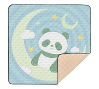Divertente tappetino da gioco per bambini con panda e luna, grande, elegante, per pavimento, comodo, per attività di intrattenimento, per neonati e bambini, 127 x 127 cm