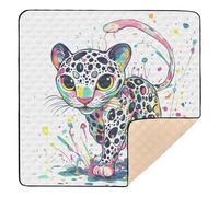 Divertente tappetino da gioco per bambini in morbida schiuma leopardata per interni ed esterni, portatile, per gattonare il bambino, 127 x 127 cm