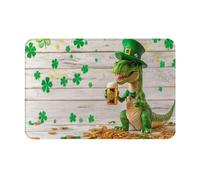 Divertente tappetino da pavimento con dinosauri per il giorno di San Patrizio, zerbino lavabile per interni, per entrare nello spirito natalizio, unico, per soggiorno, cucina, camera da letto, studio,