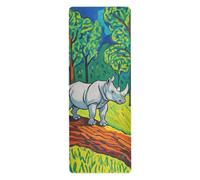 Divertente tappetino da yoga Rhino on The Tree per yoga caldo per allenamenti a pavimento stampato, antiscivolo, asciugamano per tappetino da yoga con borsa tapete para ejercicio 180,3 x 66 cm