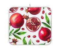 Divertente tappetino per asciugare i piatti con stampa simpatica, super assorbente, tappetino per piatti con frutti rossi, acquerelli, melograni, tappetini da cucina, 45,7 x 61 cm