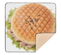 Divertente tappetino per attività e palestra per bambini, con immagine di hamburger, grande, elegante, per interni ed esterni, portatile, imbottito, 127 x 127 cm