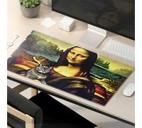 Divertente tappetino per il mouse Leonardo'S Monna Lisa con un felino compagno tappetino per mouse gatto accessori da scrivania tappetino per mouse fresco