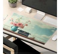Divertente tappetino per il mouse vintage con macchina da scrivere e fiori su un tavolo di legno Tappetino per mouse Kawaii Tappetino per mouse per scrivania
