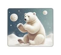 Divertente tappetino per mouse con orso polare che gioca a palla di neve, con cuciture anti-sfilacciamento, tappetino per mouse da gioco impermeabile per donne e uomini, base in gomma antiscivolo