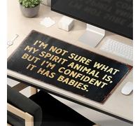Divertente tappetino per mouse per lavoro, con scritta in inglese "I'm not sure what my spirit animal is". Tappetino per mouse grande e divertente
