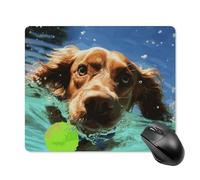 Divertente tappetino per mouse quadrato con cane che nuota tappetino per mouse portatile con base in gomma antiscivolo 18 x 22 cm, tappetino per mouse da gioco ultra sottile per computer, laptop