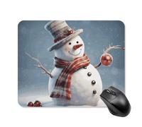 Divertente tappetino per mouse quadrato con pupazzo di neve natalizio, tappetino per mouse portatile con base in gomma antiscivolo, 20 x 25 cm, ultra sottile, per computer, laptop, ufficio, accessori