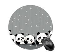 Divertente tappetino per mouse rotondo con panda carino e piccolo, per mouse wireless, per videogiochi, laptop, mini computer, decorazione per la casa, accessori da scrivania per ufficio, 19 x 20 cm