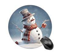 Divertente tappetino per mouse rotondo con pupazzo di neve natalizio, tappetino per mouse da gioco, ad alta densità, portatile, comodo, per scrivania, casa, ufficio, 19 x 20 cm