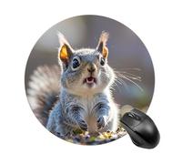 Divertente tappetino per mouse rotondo con scoiattolo carino e morbido, tappetino per mouse da gioco, ad alta densità, portatile, comodo, per scrivania, casa, ufficio, 19 x 20 cm