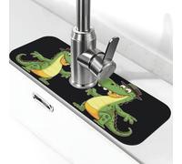 Divertente tappetino per rubinetto a forma di coccodrillo per lavello da cucina, super assorbente, cattura schizzi in diatomite, ad asciugatura rapida, in pietra, maniglia per gocciolamento, vassoio